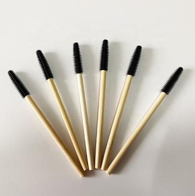 China Wholesale 50pcs Portable Silicone Eyelash Handle Bamboo Disposable Eyebrow Brush Makeup Tools Skin-Friendly Brush for sale