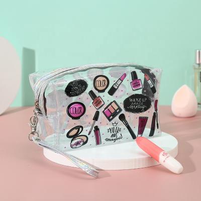 China PVC Toiletry Bag High Quality Eyelash Pouch Pattern Makeup Cosmetic Bag Organizer Waterproof Lady Handbag for sale