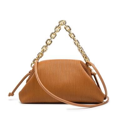 China Fashion Bolso PU Crescent Bag Cloud Dumplings Cross - Retro Ruched Purse and Body Bag Shoulder Bag Chain Clutch Handbag for Women for sale