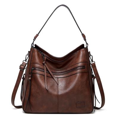 China 2021 new fashion bag GENUINE LEATHER women's tote bag large capacity soft leather shoulder diagonal bag for sale