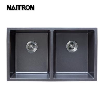 China Without Faucet NAITRO 2022 New Hot Selling Double Kitchen Sink Under Counter Marble Granite Stone Quartz Good Quality for sale