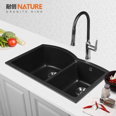 China Without Compound Color Black Compound Color Sink Kitchen Faucet Nature Topmount Quartz Granite Sink for sale