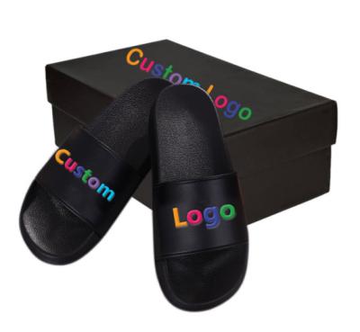 China OEM Custom Anti-slippery Slides Shoes Sandal Black PVC, Custom Logo Slippers Men Slide Sandal Slippers Plain Blank for sale