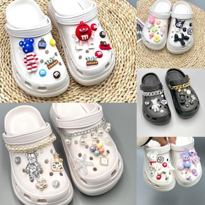 China Wholesale Custom PVC Shoe Accessories Surprise Cartoon Figure Shoe Buckle Clog Charms Decoration Fit Girl Child Sandals Bracelets for sale