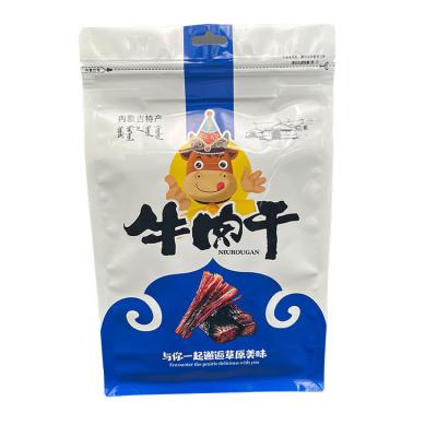 China Soome Moisture Proof Customized Printed Flat Bottom Packaging Bag For Dried Beef Jerky Fruit With Reusable Zipper for sale