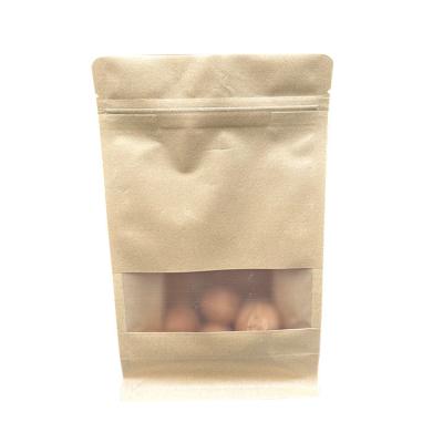 China Soome Kraft Paper Pouch Zipper Flat Bottom Moisture Proof Eco-Friendly Pouch With Window Peanut Nuts Cookie Grain Food Packaging Bags for sale