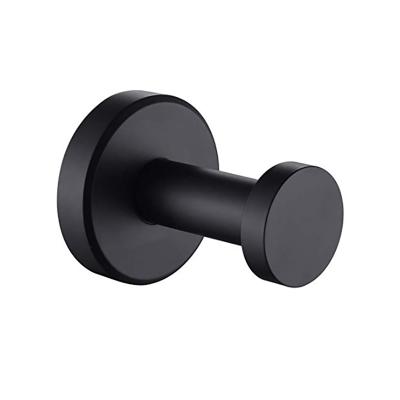 China Durable Single Round Home Storage Hook Stainless Steel Bath Towel Robe Robe Hook Matte Black for sale