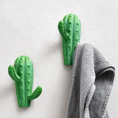 China Sustainable Nordic Style Cactus Design Sundries Storage Wall Resin Coat Hooks For Plants for sale