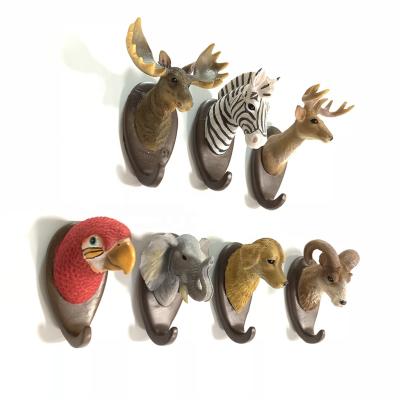 China Resin Sustainable Decorative Coat Wall Animal Head Hooks Hanger For Home Furnishing Wall for sale