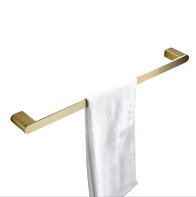 China New Design Bathroom Kitchen Durable 304 Stainless Steel Single Bar Golden Towel Rack for sale