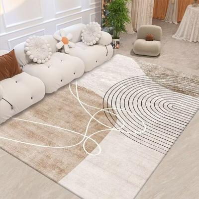 China Soft Geometric Printed Velvet Carpet Modern Luxury Gold Foil Print Art Carpet for sale