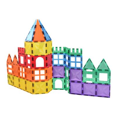 China 100 Pcs Diamond Shaped Magnetic Tiles 2021 ABS Plastic Toy Building Blocks Magnetic Tiles Educational Toys for sale