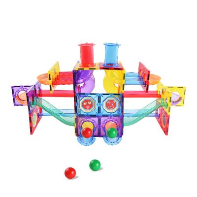 China Colorful Building Toy 100 Pcs Race Educational Marble Magnetic Tiles Magnetic Toys Set Safe Plastic Building Blocks for sale