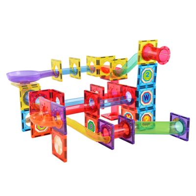 China High Quality Moq Running Toy New Developing Magnetic Marble Building Low Magnetic Track Tiles Fast Shipping Magnetic Blocks 82 Pieces for sale