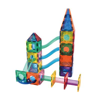 China Magnetic Building Toy 76 Pcs Tiles With Running Building Blocks Marble Toys For Children for sale