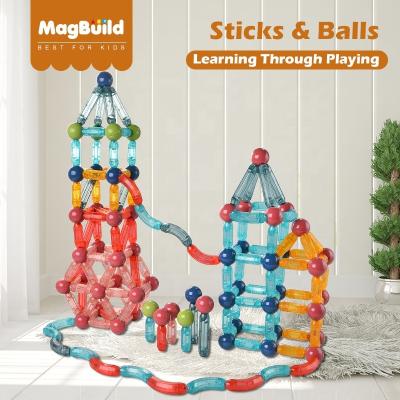 China Building Toy New Arrival 37 Pcs Mini Balls Transparent Magnetic &Rods Learning and Playing Mini Educational Magnetic Building Blocks Set for sale