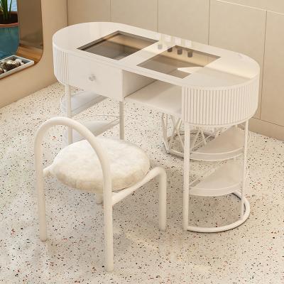 China Modern  Luxury LightSpa Luxury Simple Salon Furniture Nail Table and Chair Set Manicure Nail Table for sale