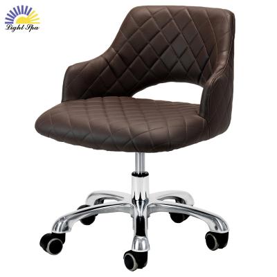 China Modern  Luxury LightSpa PU Leather Round Rolling Modern Luxury beauty Hair Salon Nail Technician Chair Leather Office and household chairs for sale