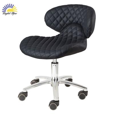 China Modern  Luxury LightSpa White Height Adjustable Bar Chair Salon Stool Chair Swivel Rolling Office Stool with Wheels for sale