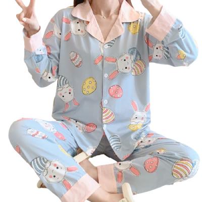 China QUICK DRY Cartoon Nightgown Autumn Long Sleeve Pants Home Shirt Style Suits Home Spring Cute Rabbit Pajamas for sale