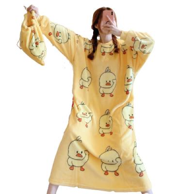 China Wholesale QUICK DRY Winter Adult Women's Long Robe Cartoon Flannel Pajamas One Piece Pajamas for sale