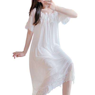 China QUICK DRY custom high quality short sleeve sleepwear white cotton united sexy white lace robe pajamas for sale