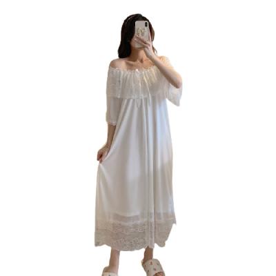 China QUICK DRY White Fairy Women's Nightgown Summer Lace Home Decor Short Sleeve Dress Latest Design Sexy Pajamas for sale