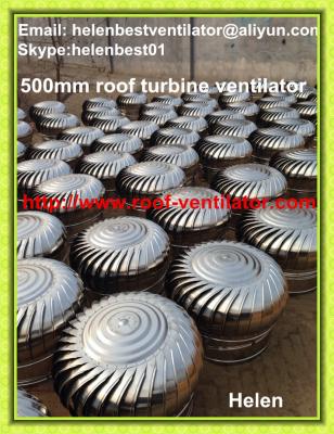 China 500mm wind driven roof turbo ventilator for warehouse stainless steel for sale