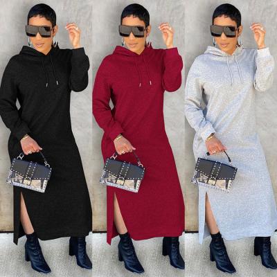 China 2022 New Arrivals Anti-Static Sheath Long Split Dresses Casual Loose Sweater Hoodie Oversized Dress For Women for sale