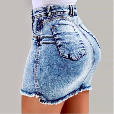 China Anti-Static Drop Shipping Women's High Waist Sexy Blue Tassel Mini Skirts Short Lattice Skirt for sale