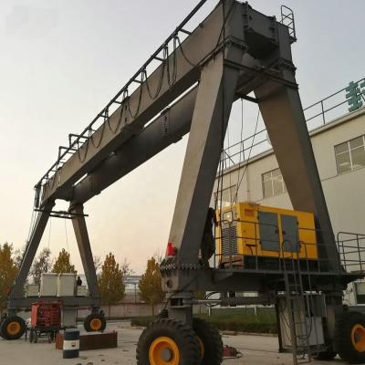 China Gantry Crane 15 Ton 20 Ton Tire Movable Rubber Wheel Single Girder Gantry Crane for sale