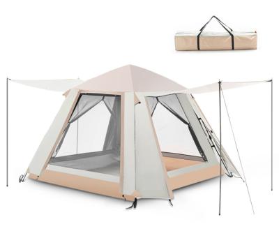 China PU2000mm Family 4 Person Easy Set Up Straight Tying Type Waterproof With Porch Double Layer Camping Tent 2 Doors For Backpacking Hiking for sale