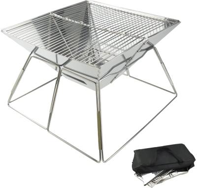 China Portable Square BBQ Grill Outdoor Charcoal Self Driving Stainless Steel Portable Folding BBQ Grill for sale