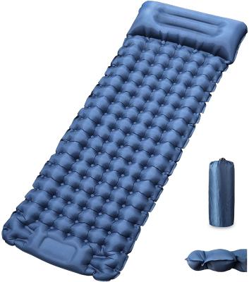 China Double Thickness Single Or Spliced ​​Rising Inflatable Sleep Mat With Built-in Pillow Pump Compact Waterproof Camping Sleep Pad for sale