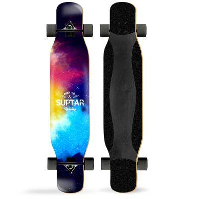 China Custom Skateboard 4 Wheels Maple Professional Single Long Kick Skateboard Long Board Dance Skater Board With Super Bearing for sale