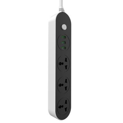 China Security door PC flame retardant material New Hot Style Extension Socket Type T56 Black Fast Charging Power Strip With 3 Usb Port for sale