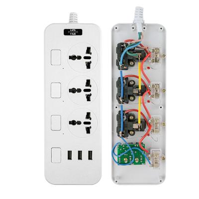 China Security door ABS flame retardant material Modern Design 110v-250v Rated Voltage T14 White Power Socket Strip For Household for sale