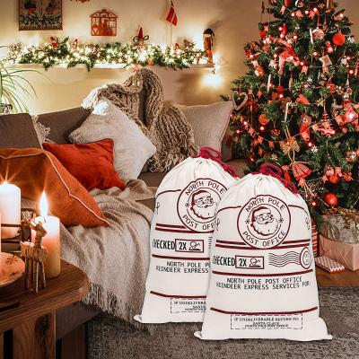 China Strong Hot Selling Large Size Drawstring Sublimation Christmas Santa Sack Small MOQ Custom Cotton Tianyu Amazon Canvas for sale