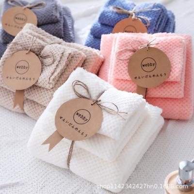 China Small MOQ hot sale RTS QUICK DRY plus size super soft adult size kids coral 3 pcs solid colorful quick dry bath spa microfiber towel sets for sale