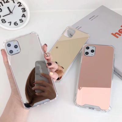 China Glass For iPhone 11 Pro Glass Mirror Case For Samsung S20 Solid Color Women's Mirror Case For iPhone 11 for sale