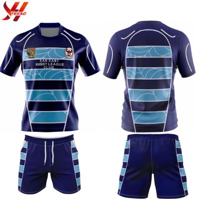 China Breathable And Breathable Big Tensile Strength Rugby Shirts League Uniforms And Shorts Cheap Football Wear for sale