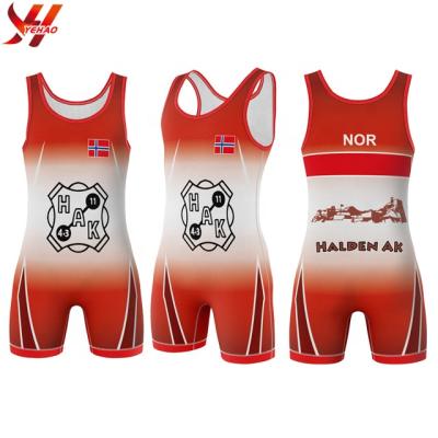 China 100%Polyester 100 Spandex Fabric Sublimated Custom Team Wrestling Singlets For Sale for sale