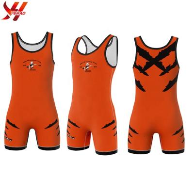 China wholesale custom 100%polyester sublimation wrestling singlet for sale