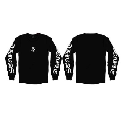 China Breathable Black Breath Printing Long Sleeve T-Shirt for sale