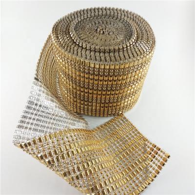 China Plastic Rhinestone Flatback Mesh Trimming Elastic Mesh Chain Rolls with ab transparent black Crystal Wholesale Supplier for sale