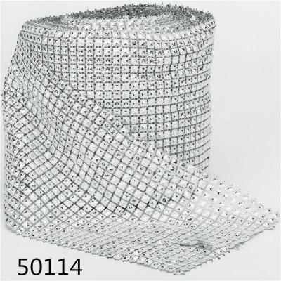 China Hotfix Elastic Plastic Rhinestone Mesh Banding Fishnet Crystal Mesh Fabric Glitter Roll For Garment Shoes for sale