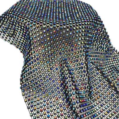 China Best Selling Flatback Plastic Rhinestone Trimmed Rhinestone Mesh For Apparel And Shoes Finishing Garments for sale