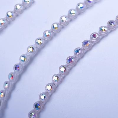 China Flatback Crystal Rhinestone Sew Band Mesh Trimming Plastic Rhinestone Cup Chain For Jewelry Making for sale