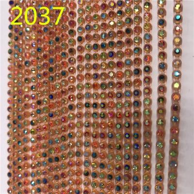 China Multicolor Rhinestone Chain SS6 SS8 Mm AB Flatback Rhinestone Cup Chain For Decoration And Wedding Dress Rhinestone Chain for sale