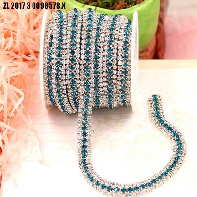 China High Quality Custom Rhinestone Tier Flatback Three Strap Bridal Glass Chain Wholesale Rhinestone Roll Cup Decorative Accessories for sale